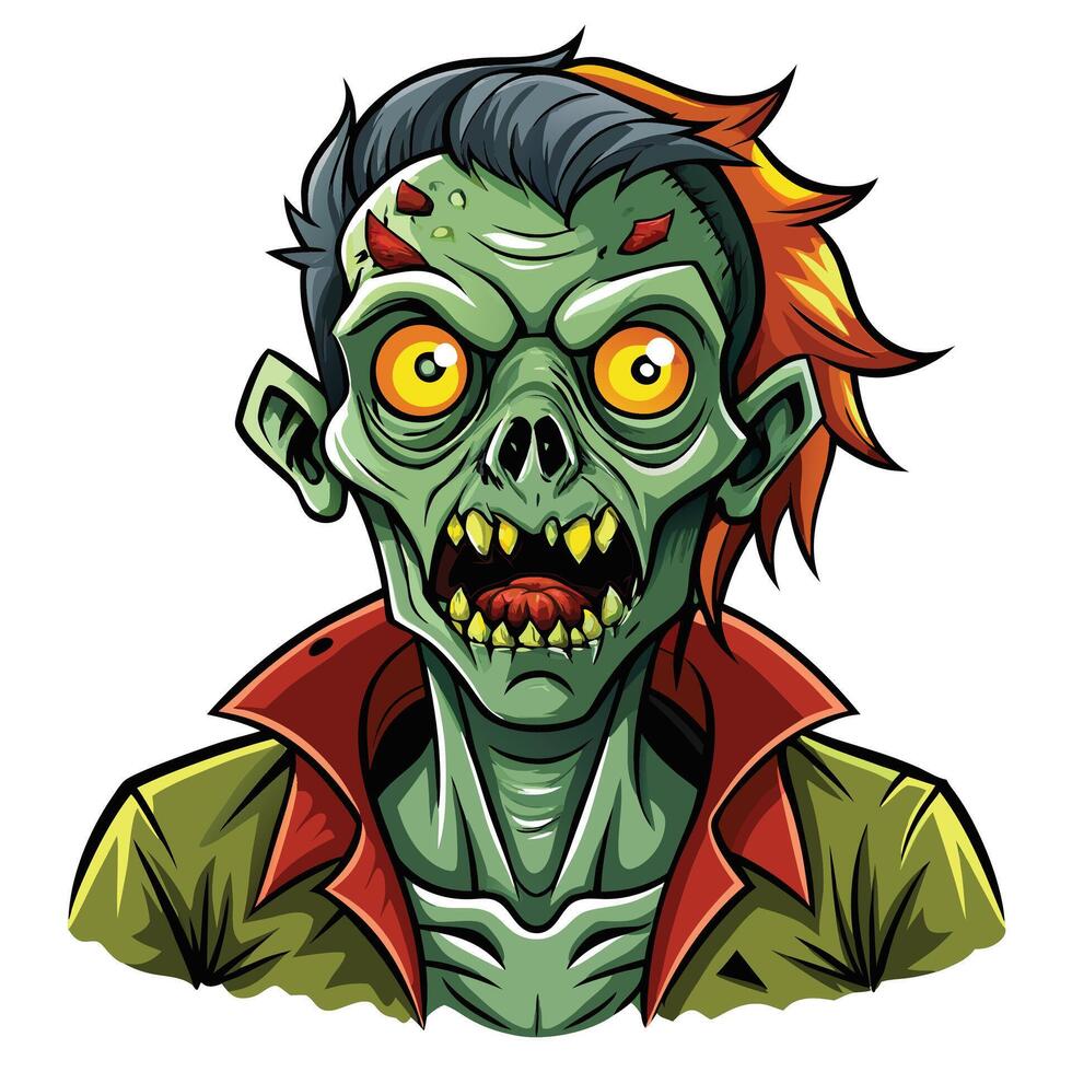 zombie cartoon character Halloween green ghost zombie illustration on full moon night vector