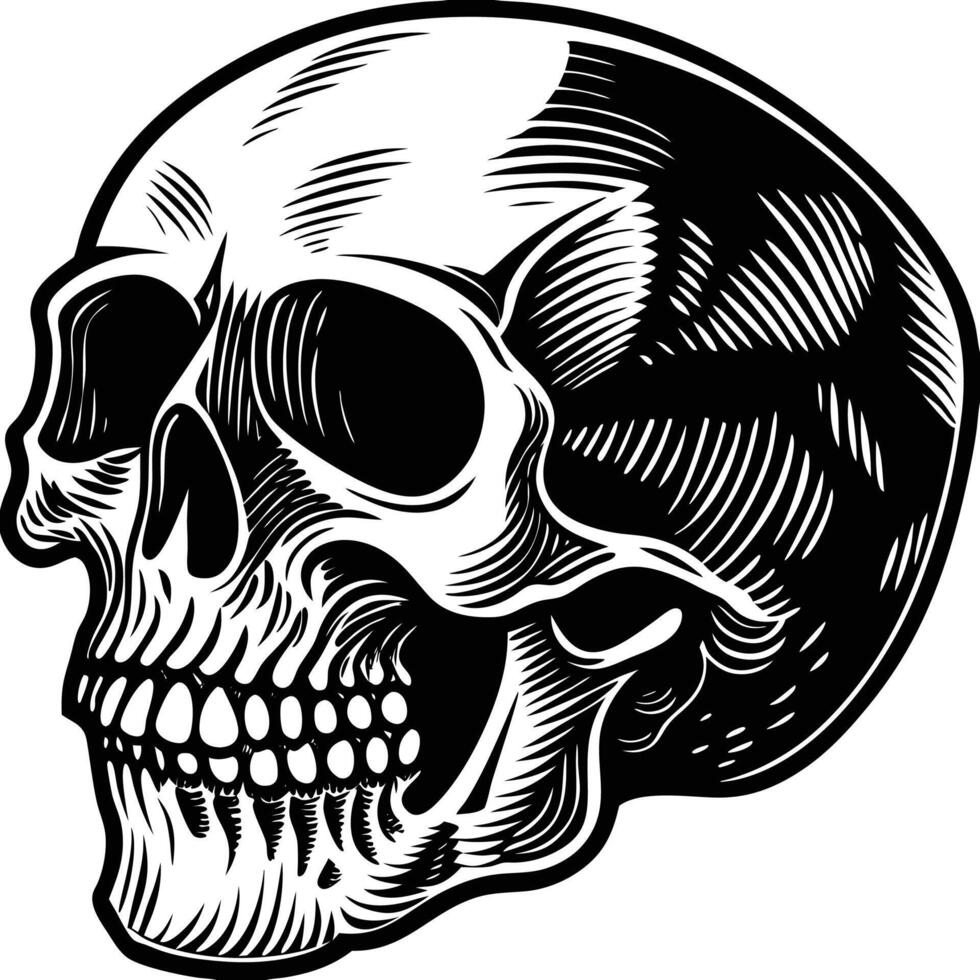 skull black and white skull with a large mouth vector