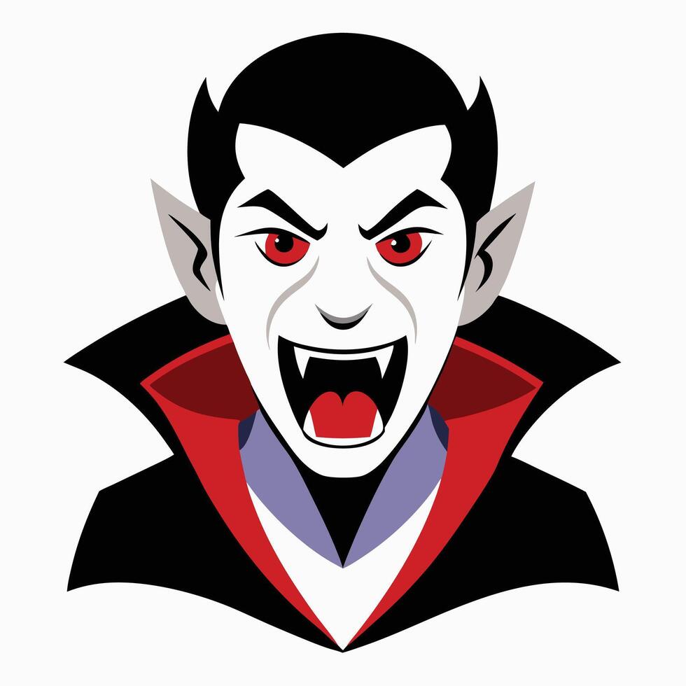 Halloween Dracula Vampire Full Moon Night Illustration cartoon vampire with red eyes and fangs vector