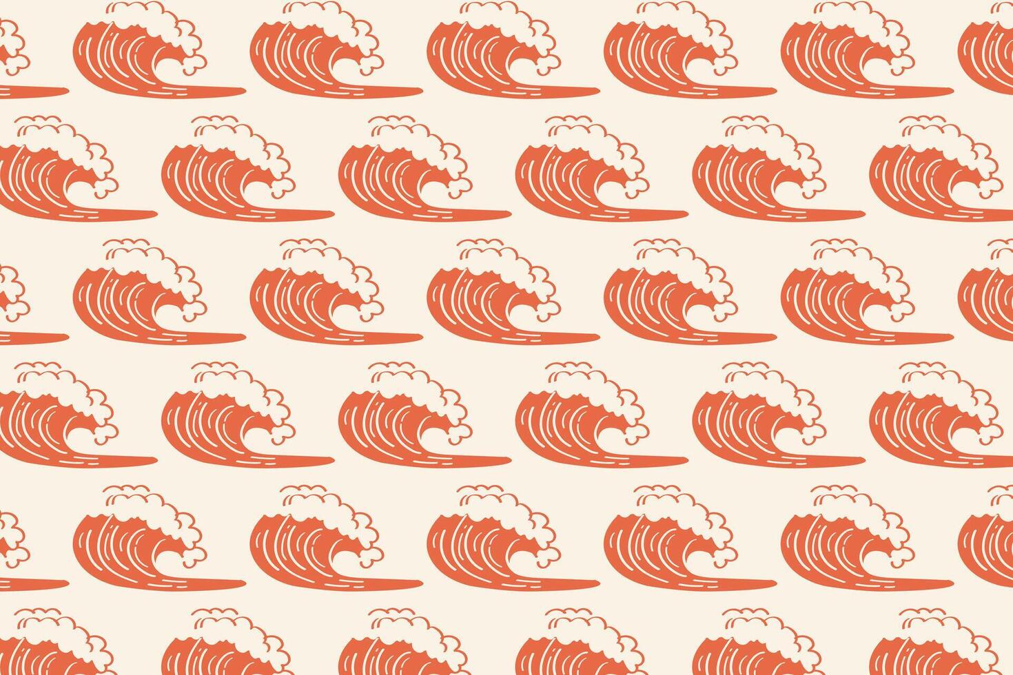 pattern with ocean wave illustrations in dynamic retro summer style vector