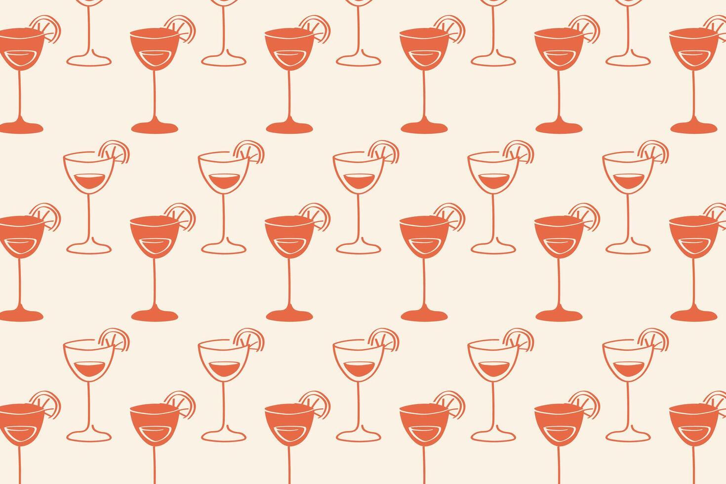 pattern with tropical cocktails in retro summer style vector