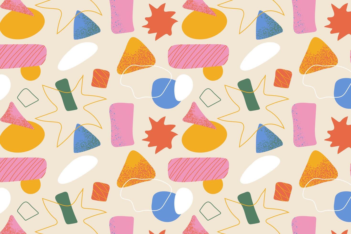 Fun geometric pattern with dynamic abstract shapes in bold colors for modern design projects wrapping paper posters and social media branding vector