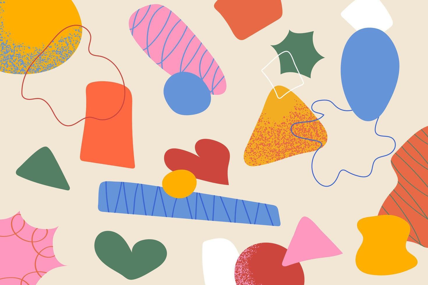 Bright trendy abstract geometric elements with colorful shapes perfect for digital collage sticker design web and branding projects vector