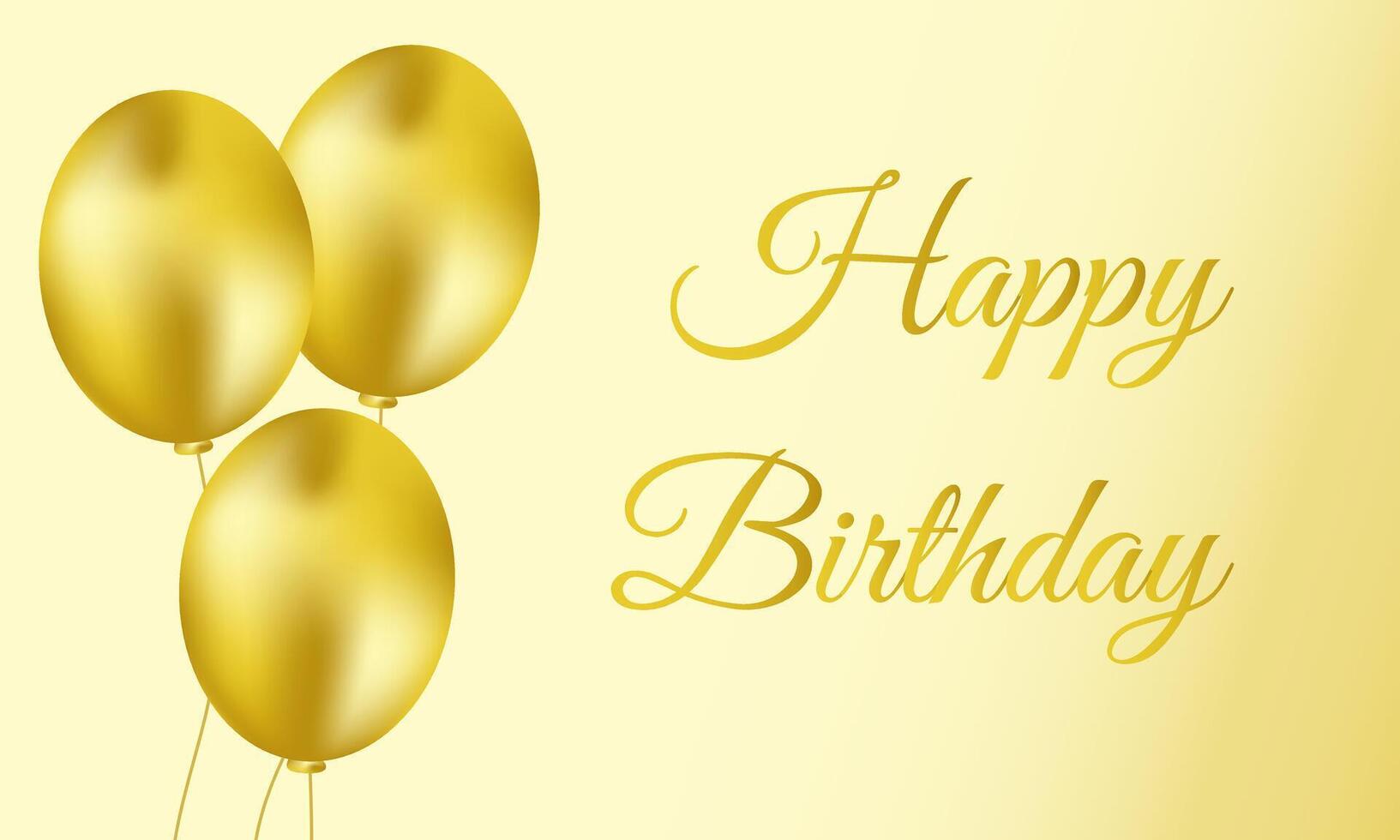 Happy birthday card with elegant floating yellow and gold balloons on a light background vector