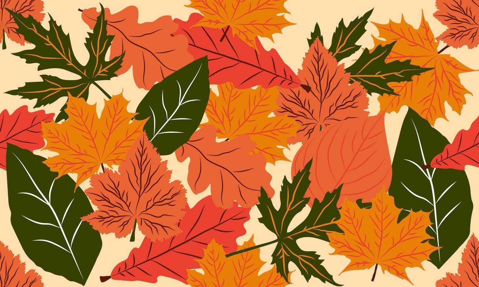 Autumn bright seamless pattern with different leaves on a light background.Elements for printing,fabrics,wallpaper,packaging vector