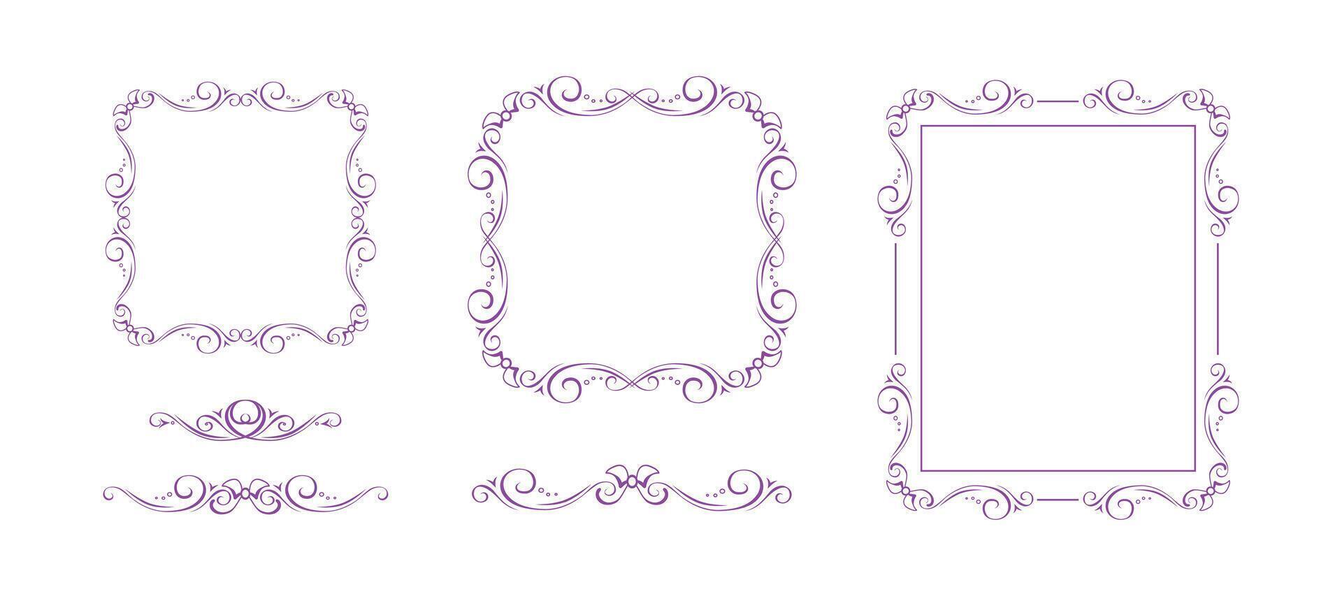 Set of coquette bow frames, ornate delimiters vector