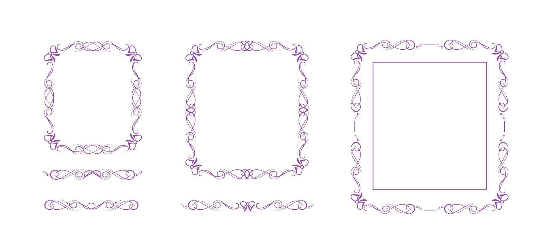 Set of bow frames, coquette text delimiters vector