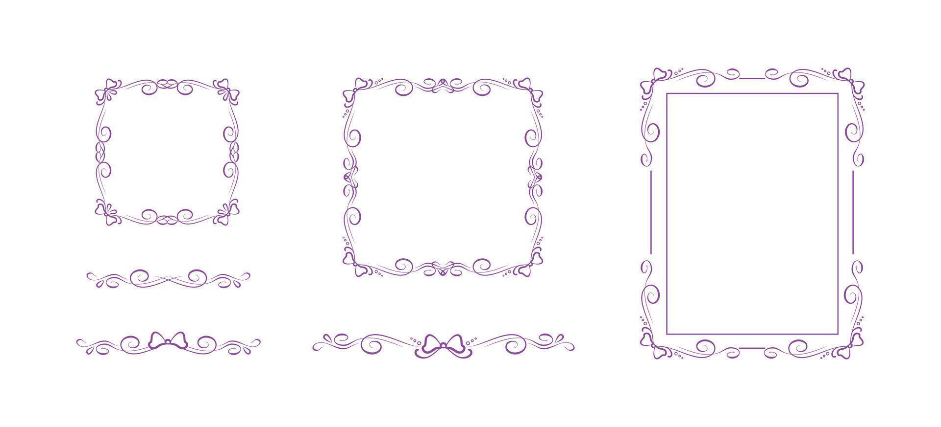 Set of coquette bow frames, vintage dividers vector