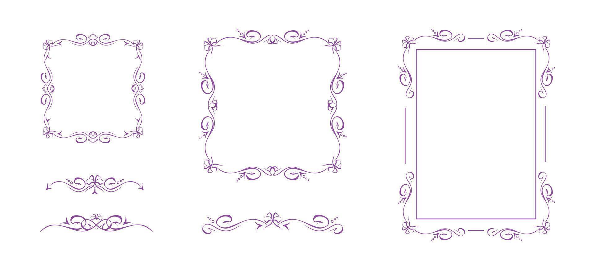 Set of coquette bow frames and vignettes vector