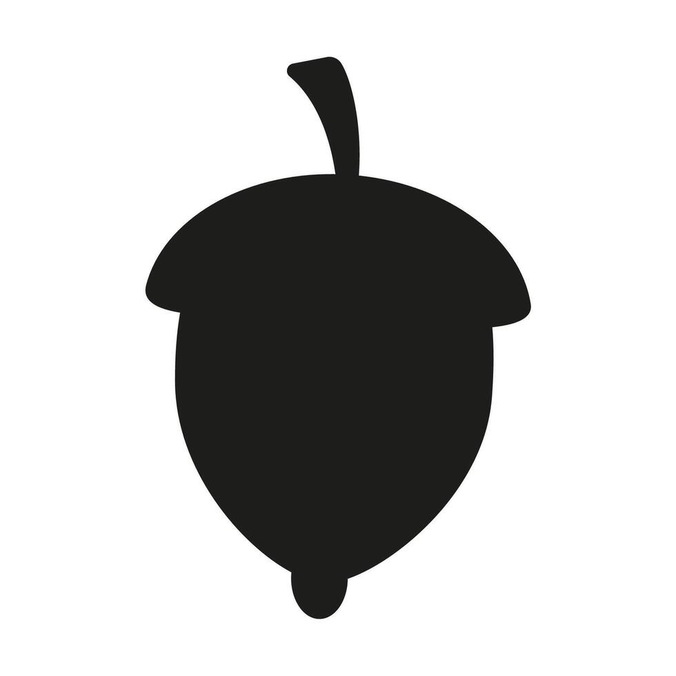 Acorn silhouette. Oak nut glyph, autumn forest symbol. vector