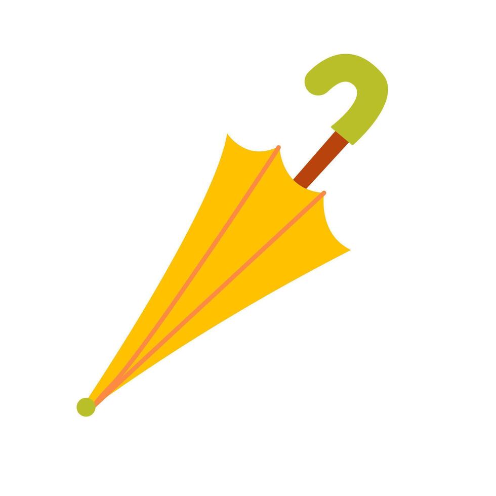 Yellow umbrella. Autumn rainy weather accessory. Cute flat illustration vector