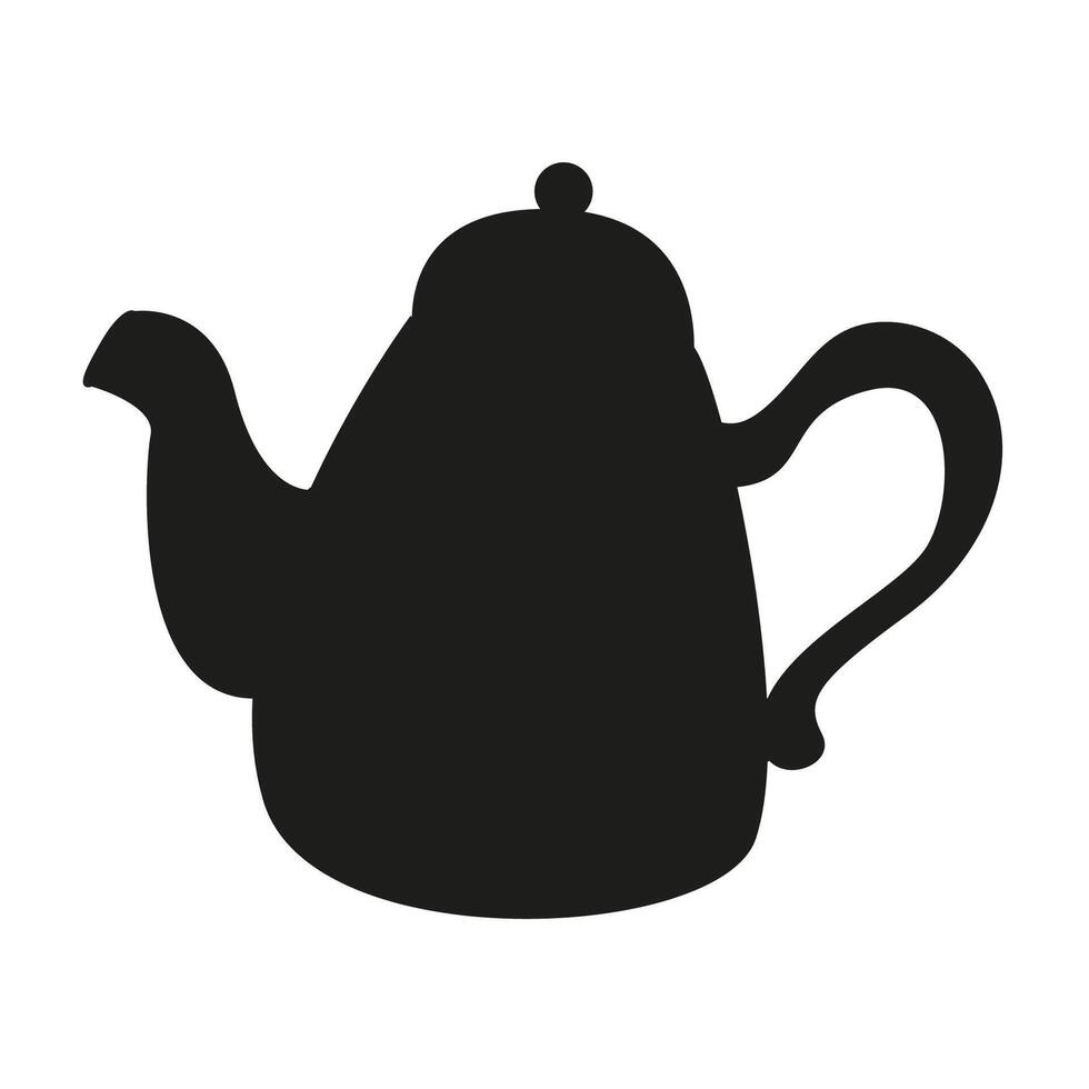 Teapot silhouette. Tea kettle glyph for kitchen decor vector