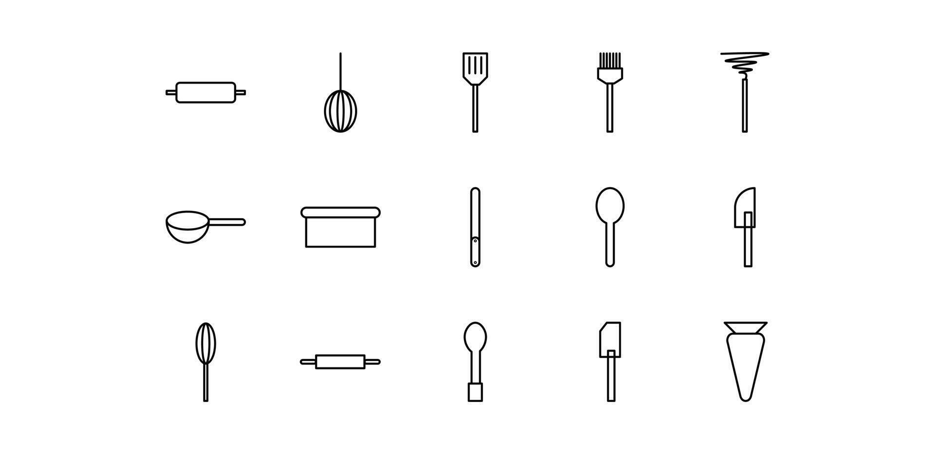cooking utensils line icon pack illustration vector