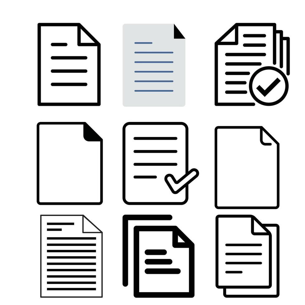 Document Icons Files Checklists and Paperwork Representation vector