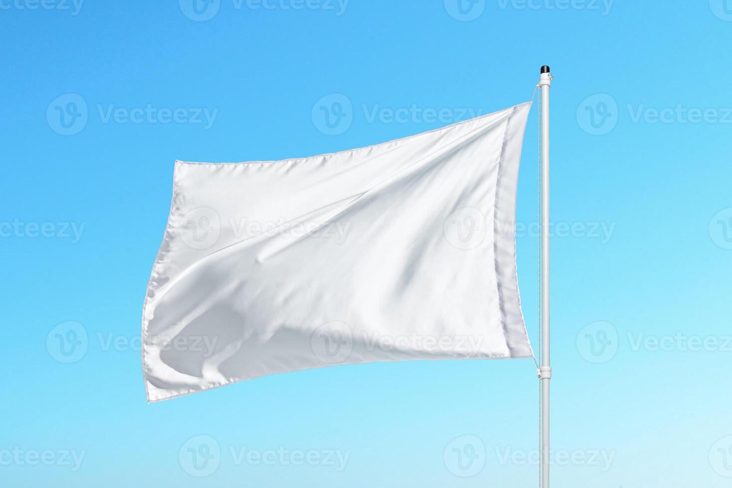 Realistic white flag mockup blowing in the wind, perfect for corporate identity, event branding or sports team visuals photo