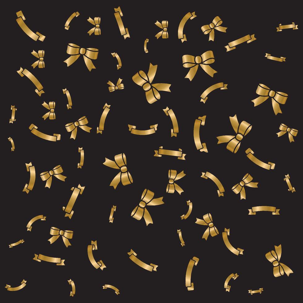Modern golden bows and ribbons on black background vector