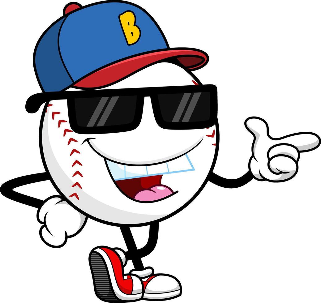 Smiling Sports Ball Mascot Wearing Shades And Red Sneakers vector