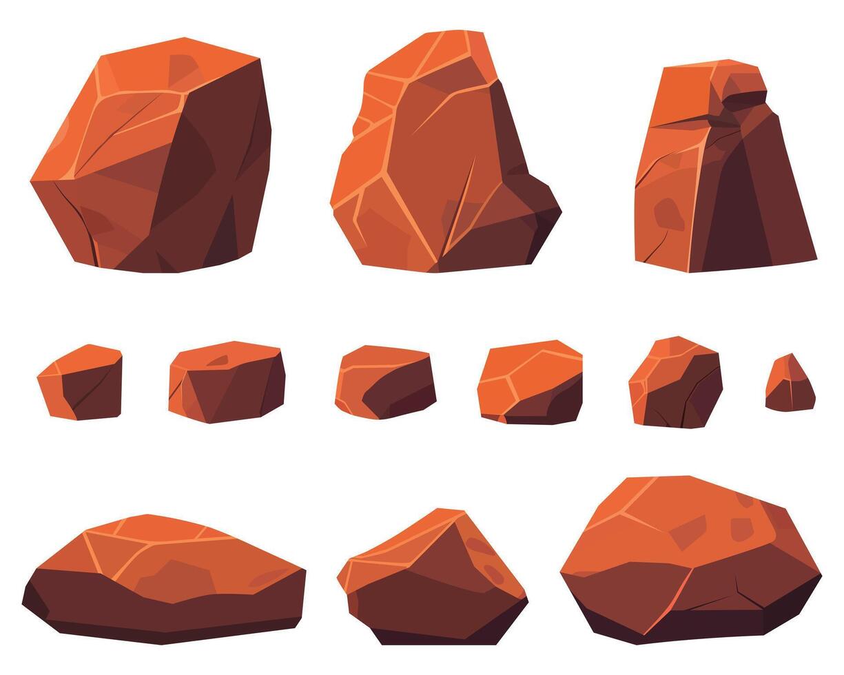 Stylized collection of red rocks vector