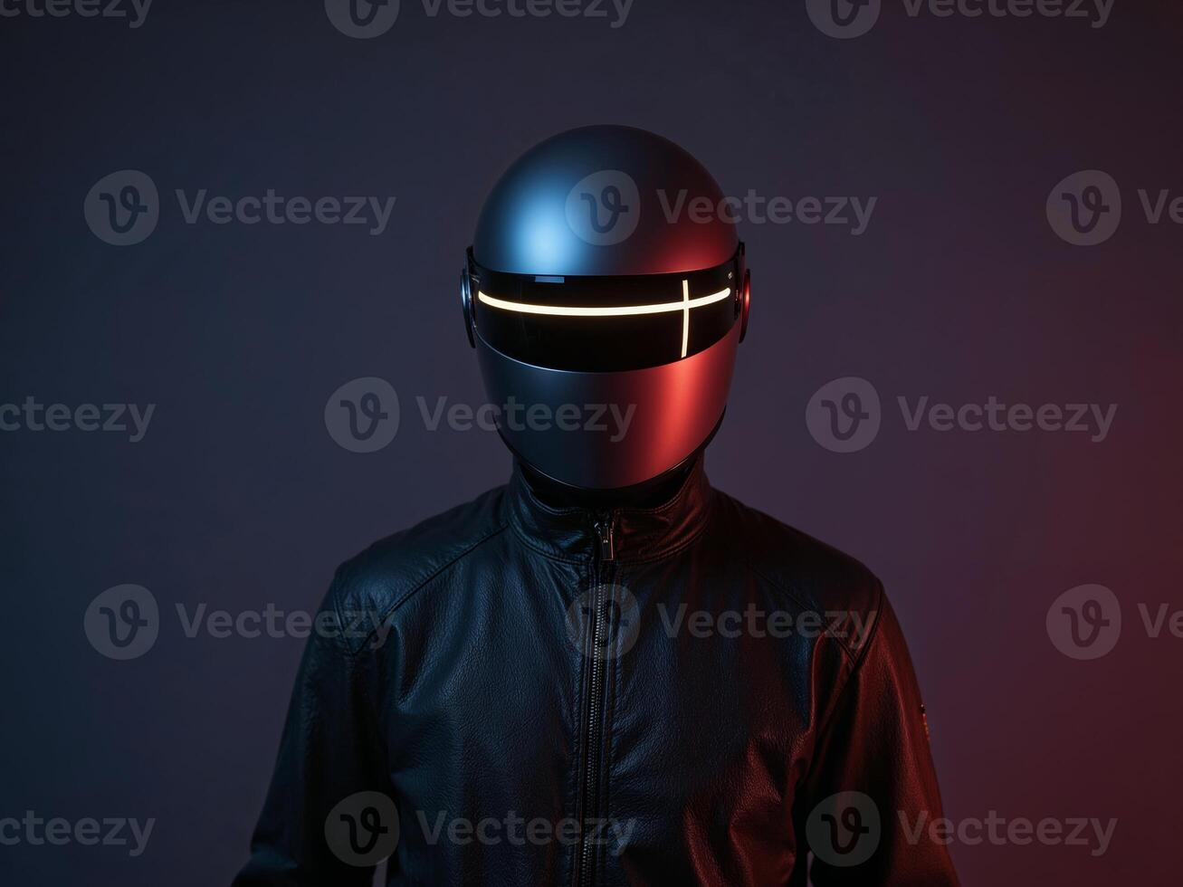 A man wearing a helmet with a glowing light photo