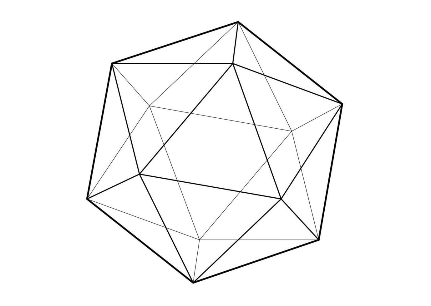 3D model of icosahedron shape, illustration platonic solid isolated on a white background vector