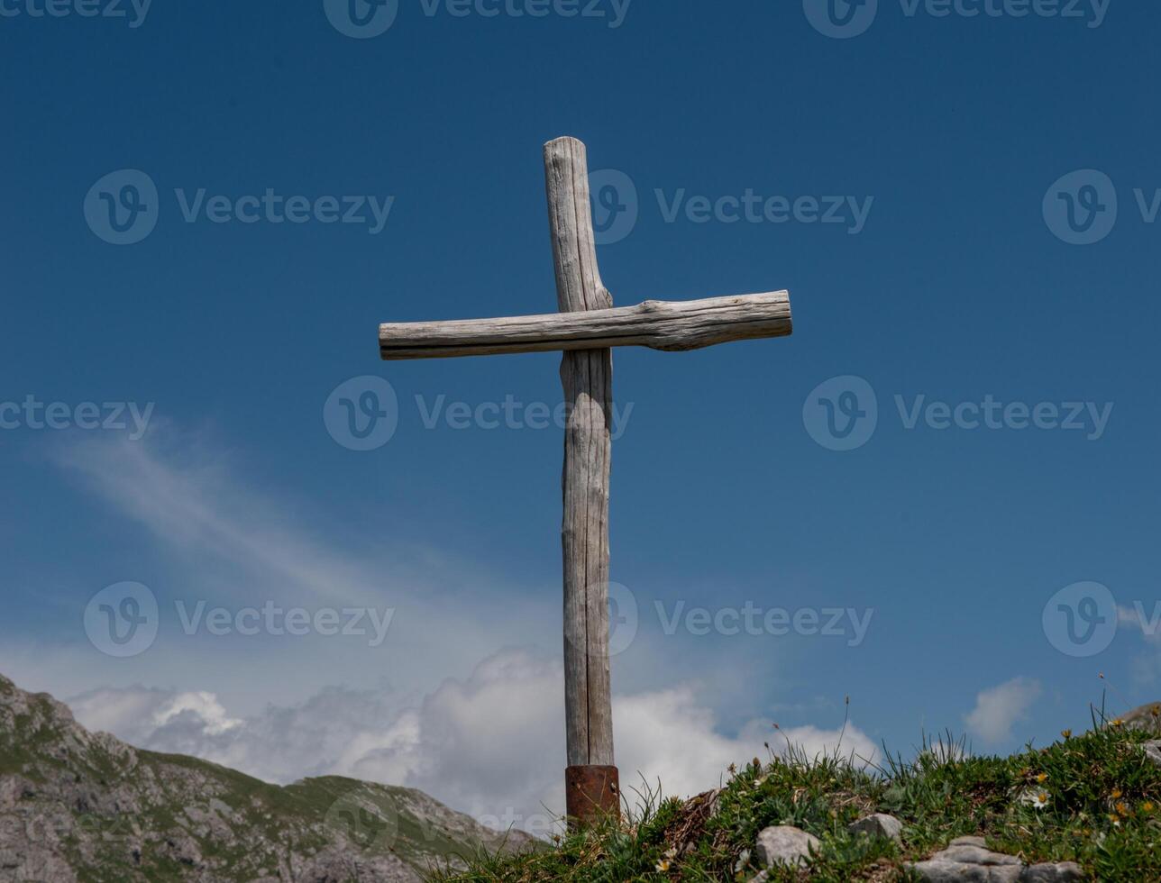 Cross on the mountain top photo