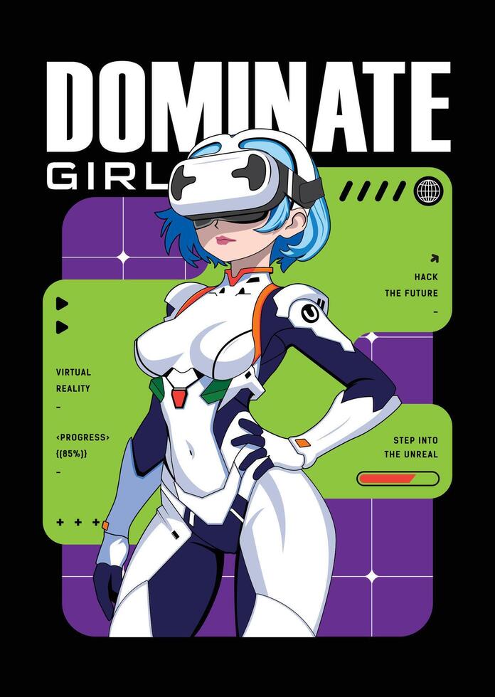 Futuristic virtual reality character vector