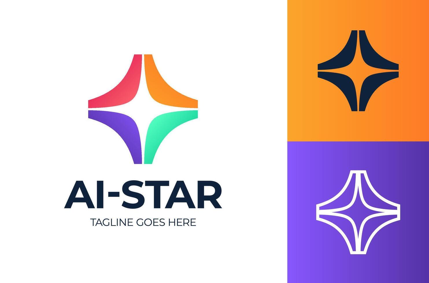 spark star ai logo. logo design of light beam shape with abstract shape in modern, simple and clean style. Icon for business, research, technology and personal branding vector