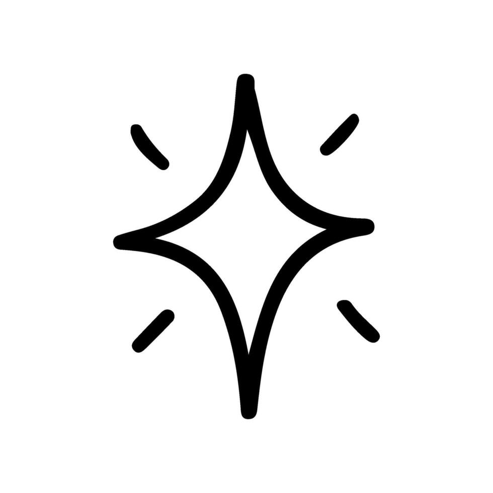 Hand drawn, simple of a starburst or sparkle icon. The doodle is black and is composed of lines on a white background vector