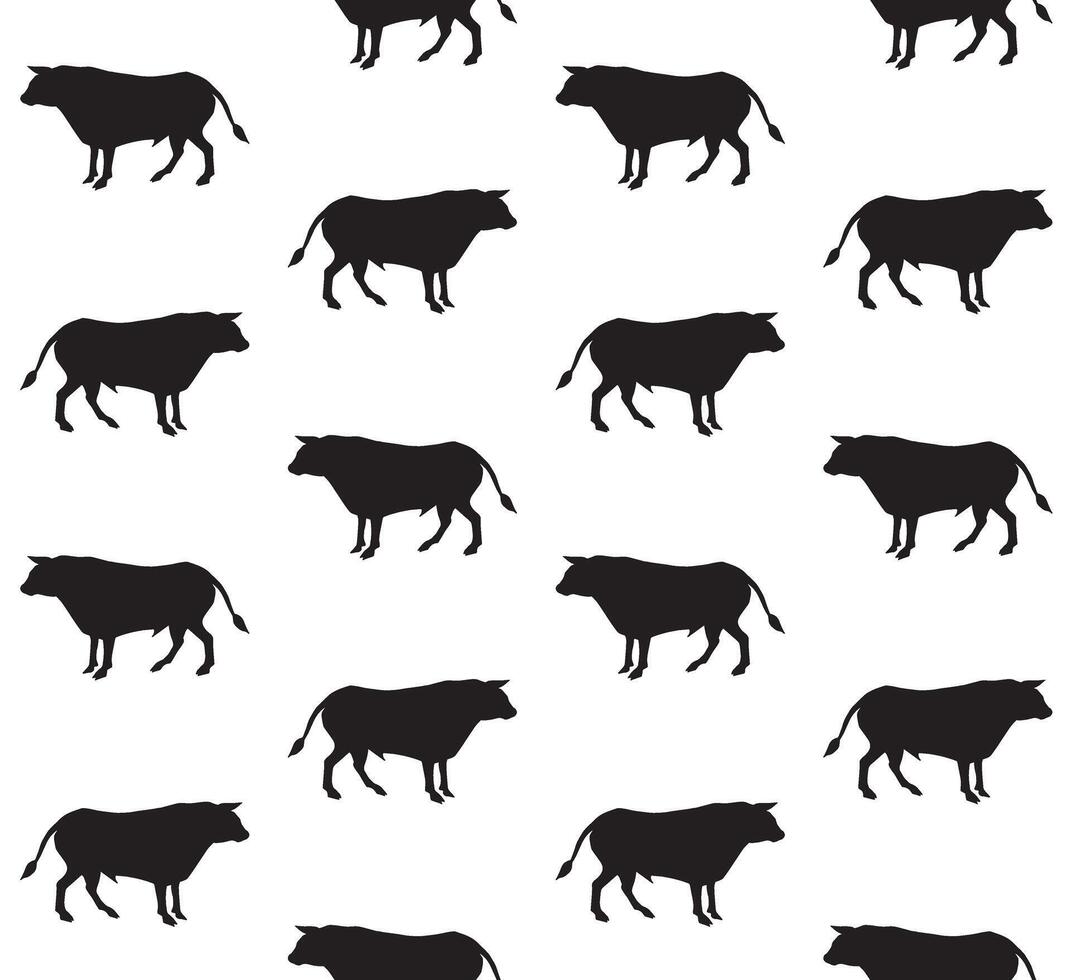 Seamless patterns of hand drawn doodle sketch standing bull vector