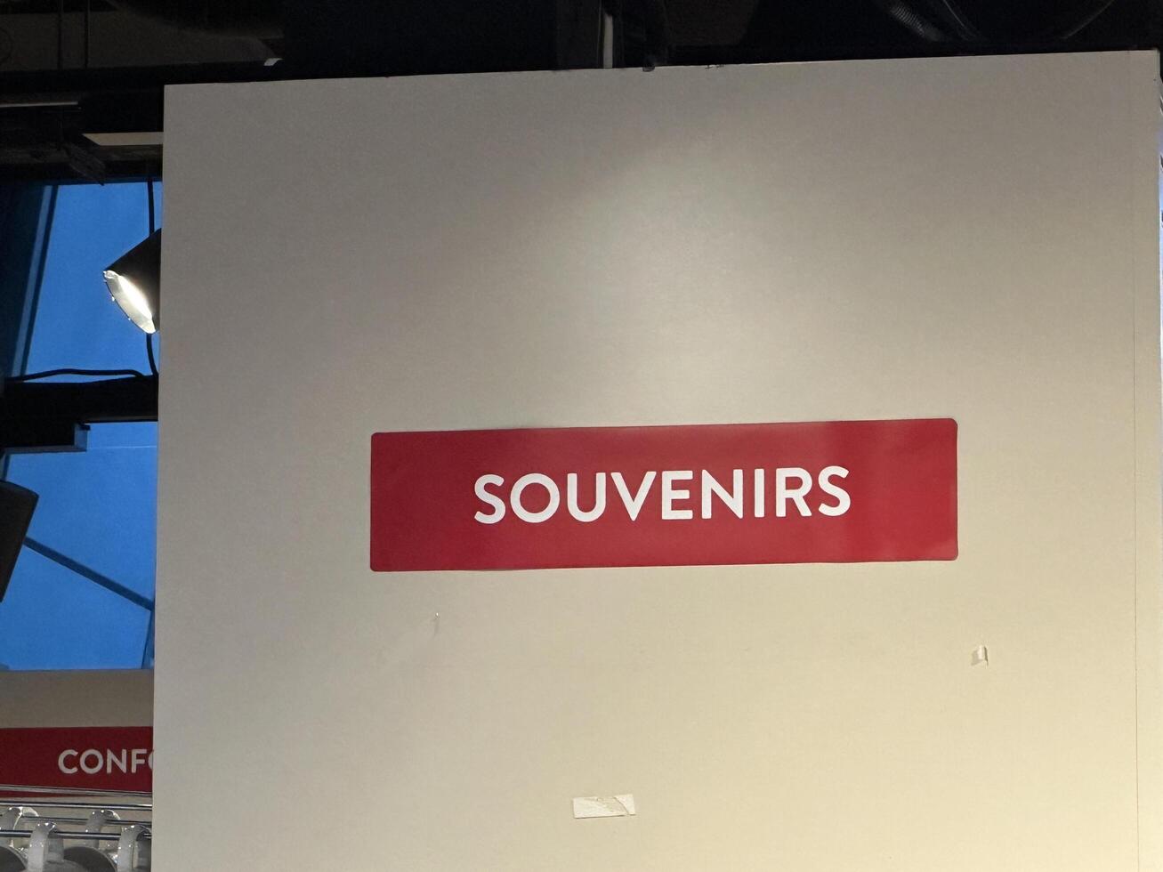 Nice, France - May 10, 2025 Souvenirs sign displayed prominently in a retail space, inviting customers to explore local memorabilia and gifts, enhancing the shopping experience photo