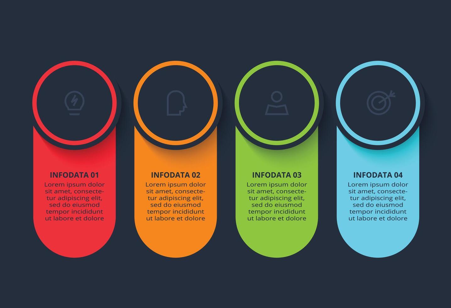 infographic with 4 steps, template for web on a black background. vector