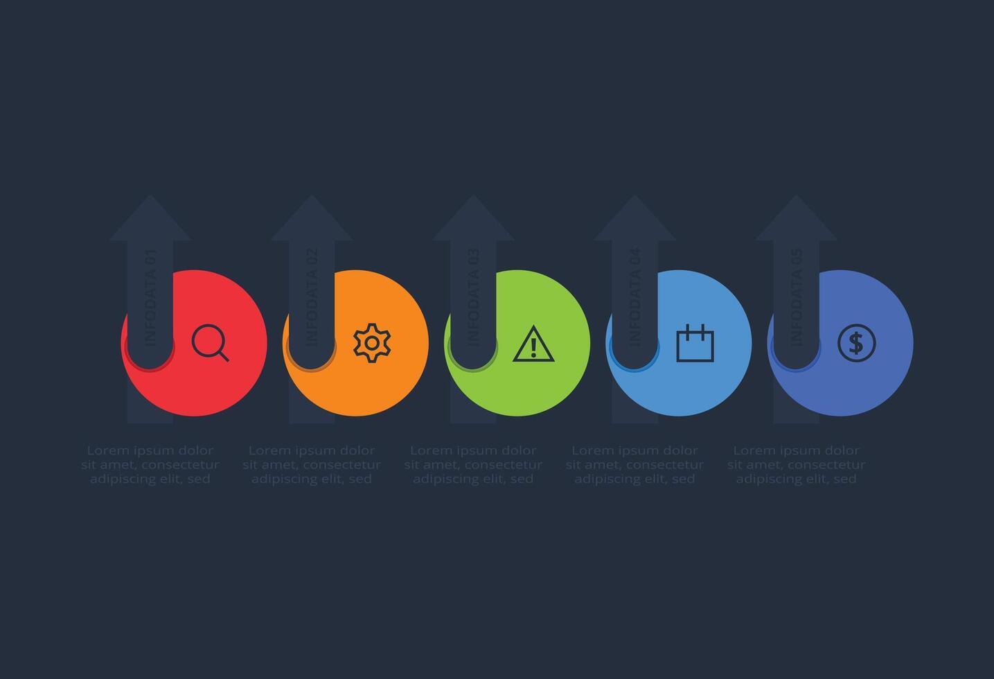 Creative concept for infographic with 5 steps t on a black background. vector