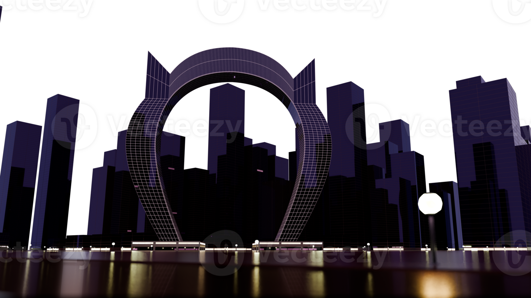 A cityscape with a large arch in the middle png