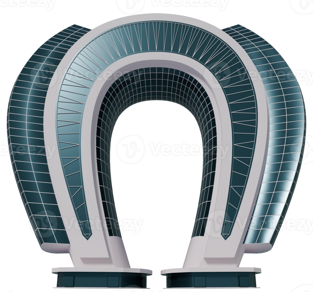 A horseshoe shaped building with a curved roof png