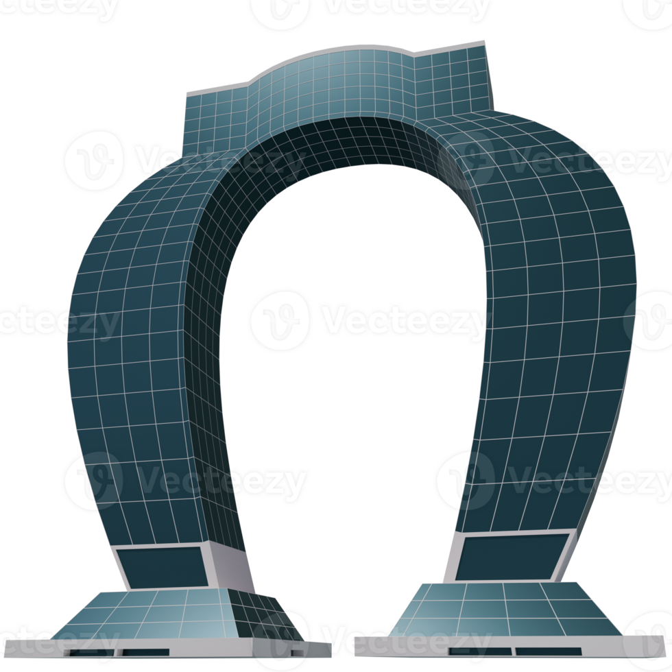 A large blue and white arch with a curved top png
