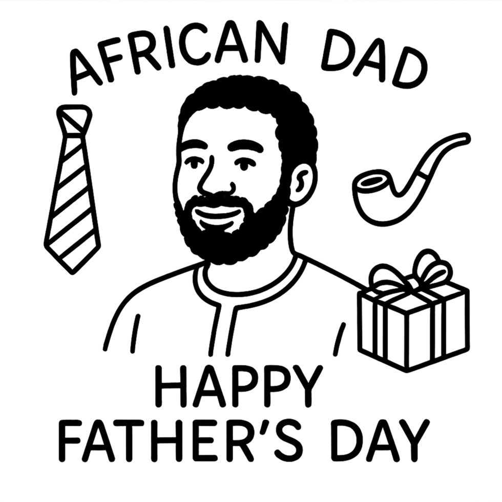 African dad happy father's day coloring page png