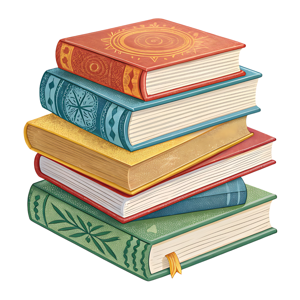 Stack of colorful books png