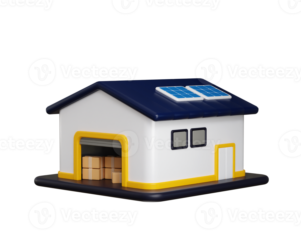 House model with solar panels png
