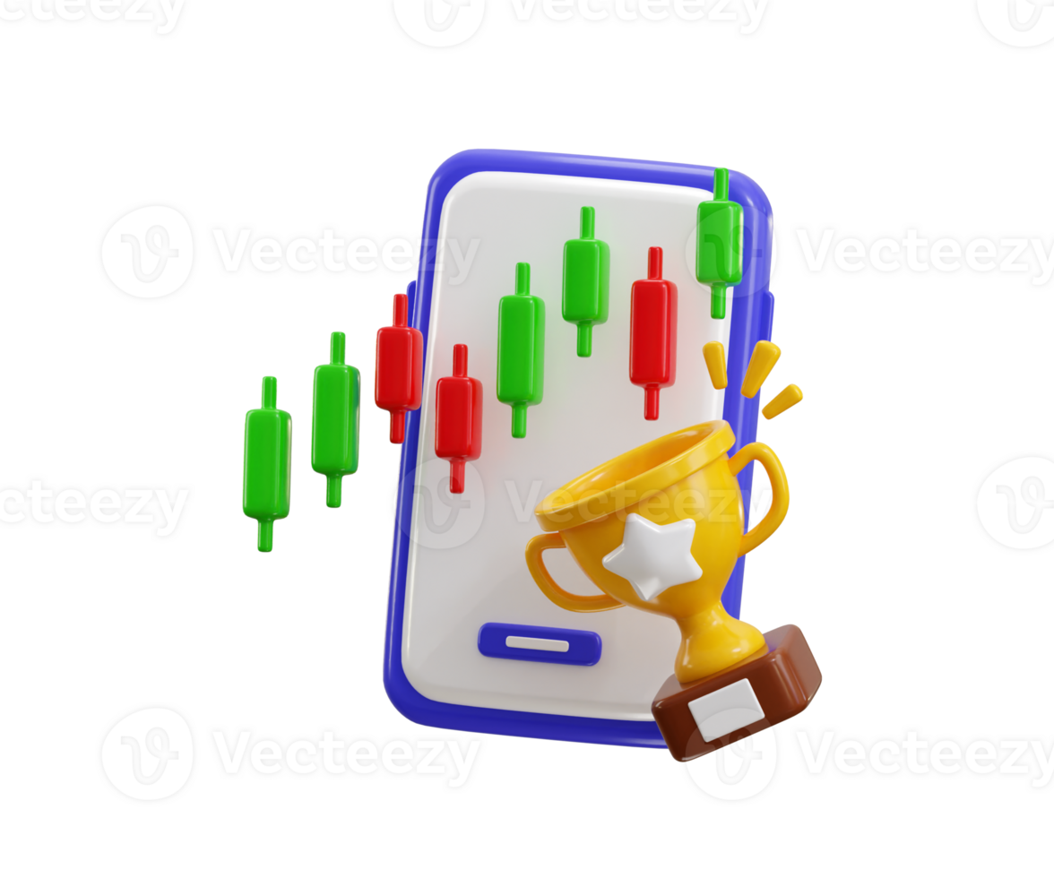 Trophy and stock market graphics png