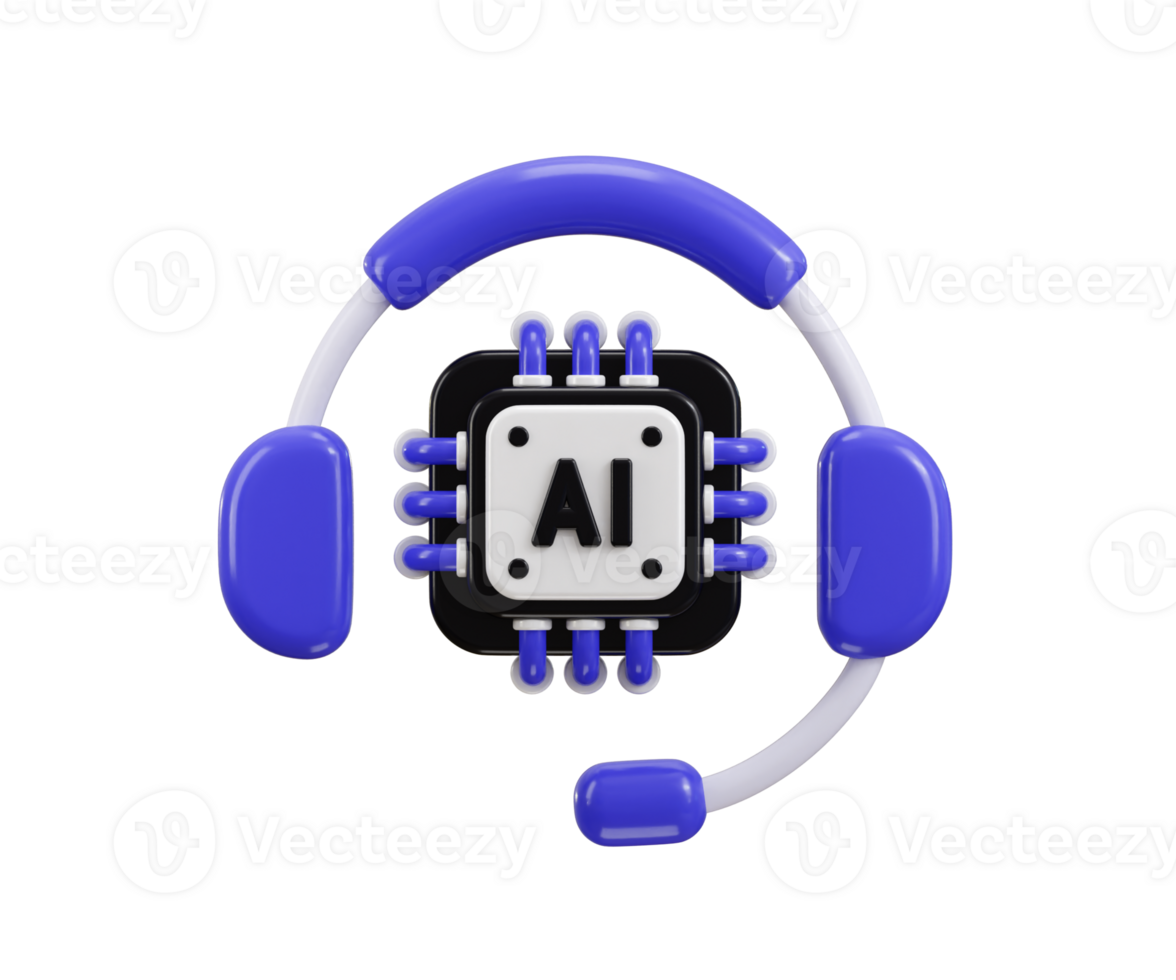 AI assistant icon on online support chatbot icon 3d render concept of artificial intelligence and virtual helper icon illustration png