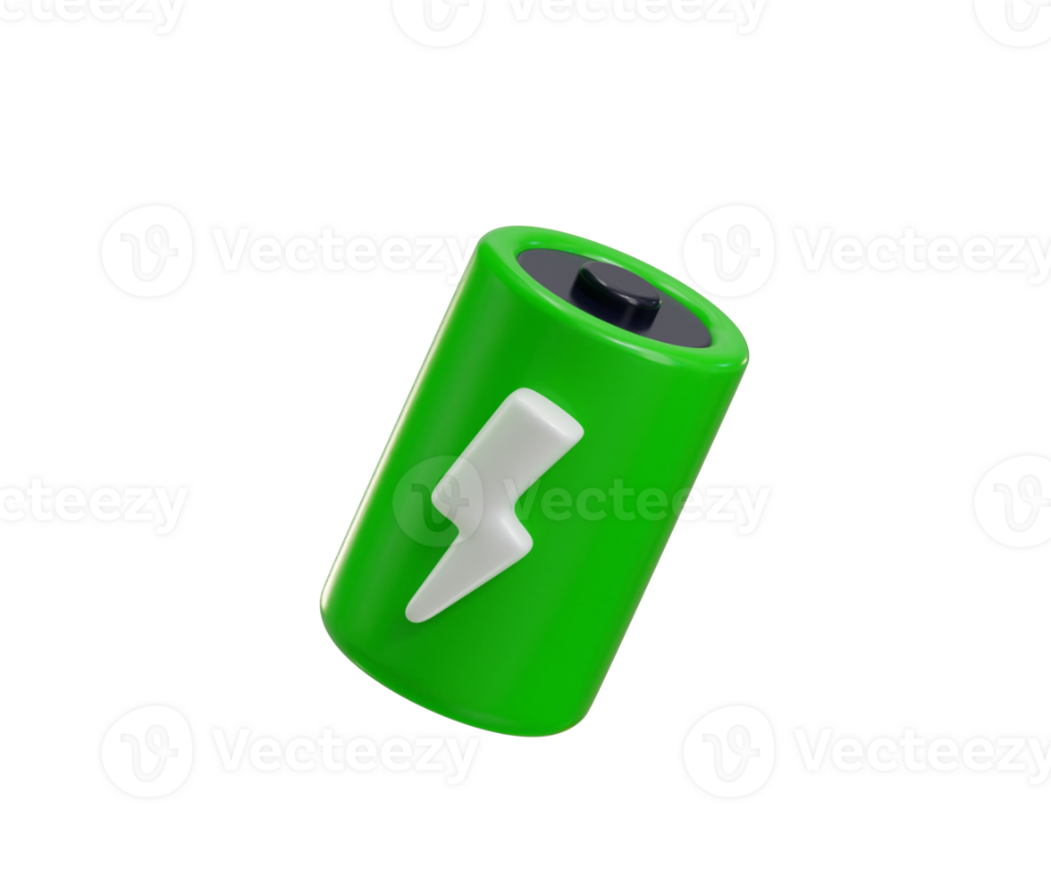Battery with energy power sign icon 3d render concept of high voltage energy power icon illustration png
