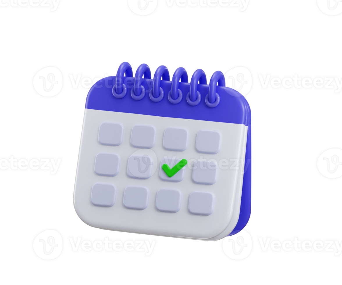 3d calendar icon with marked on date and time for reminder day concept of notice alert calendar clock for schedule appointment and marked notifications alert icon illustration png