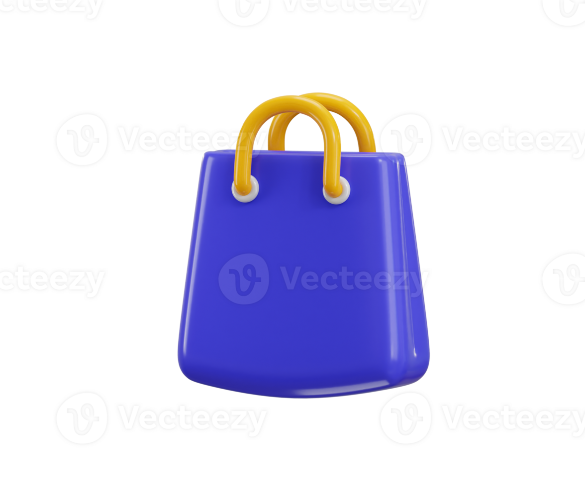 Shopping bag icon 3d render concept of shopping package, ecommerce shopping symbol or supermarket icon illustration png