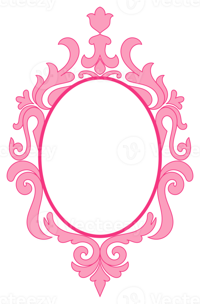 Vintage Oval Frame, Pink Vintage Glass Border, Love, Wedding Card Decoration, Transparent Background png