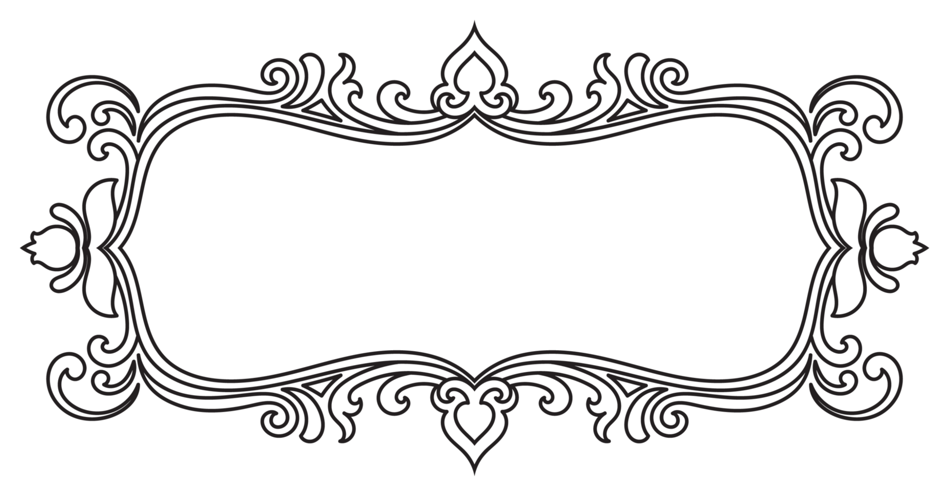 Black frame for name tag, vintage prayer frame pattern for decoration, card making, greeting card elements, transparent background png