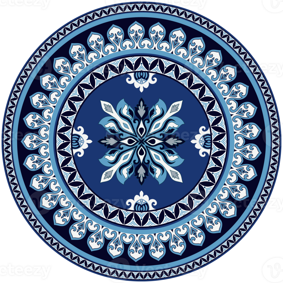 Blue Mandala Carpet, Traditional Geometric Floral Pattern, Circle Pattern Transparent Background png