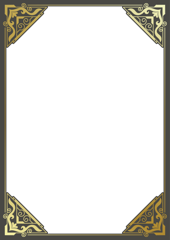 Black frame, vintage gold, photo frame, transparent background png