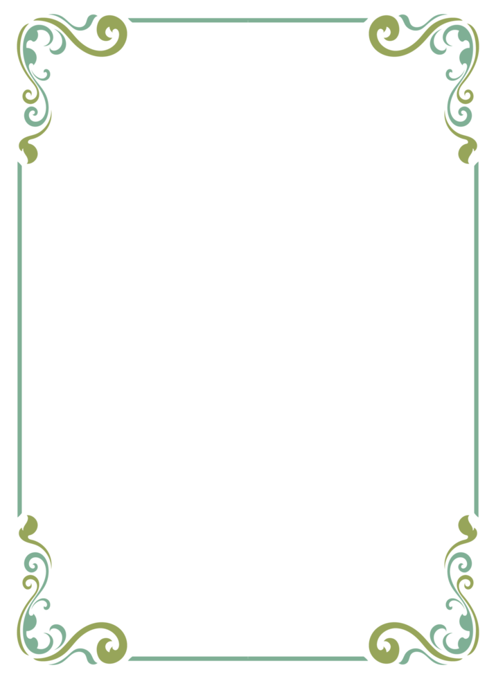 Green vintage frame, abstract border, vintage pattern, book cover decoration, transparent background graphic elements png