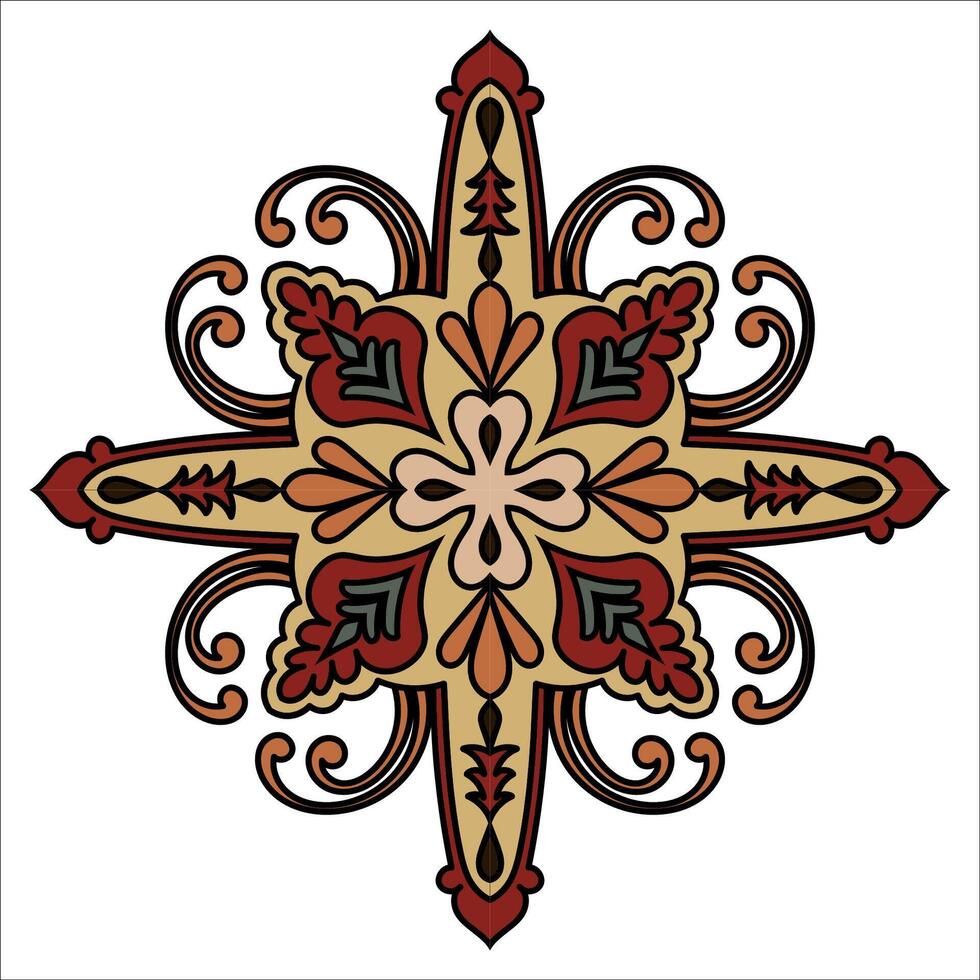 Mandala flowers, dark colors for decorating fabric patterns vector