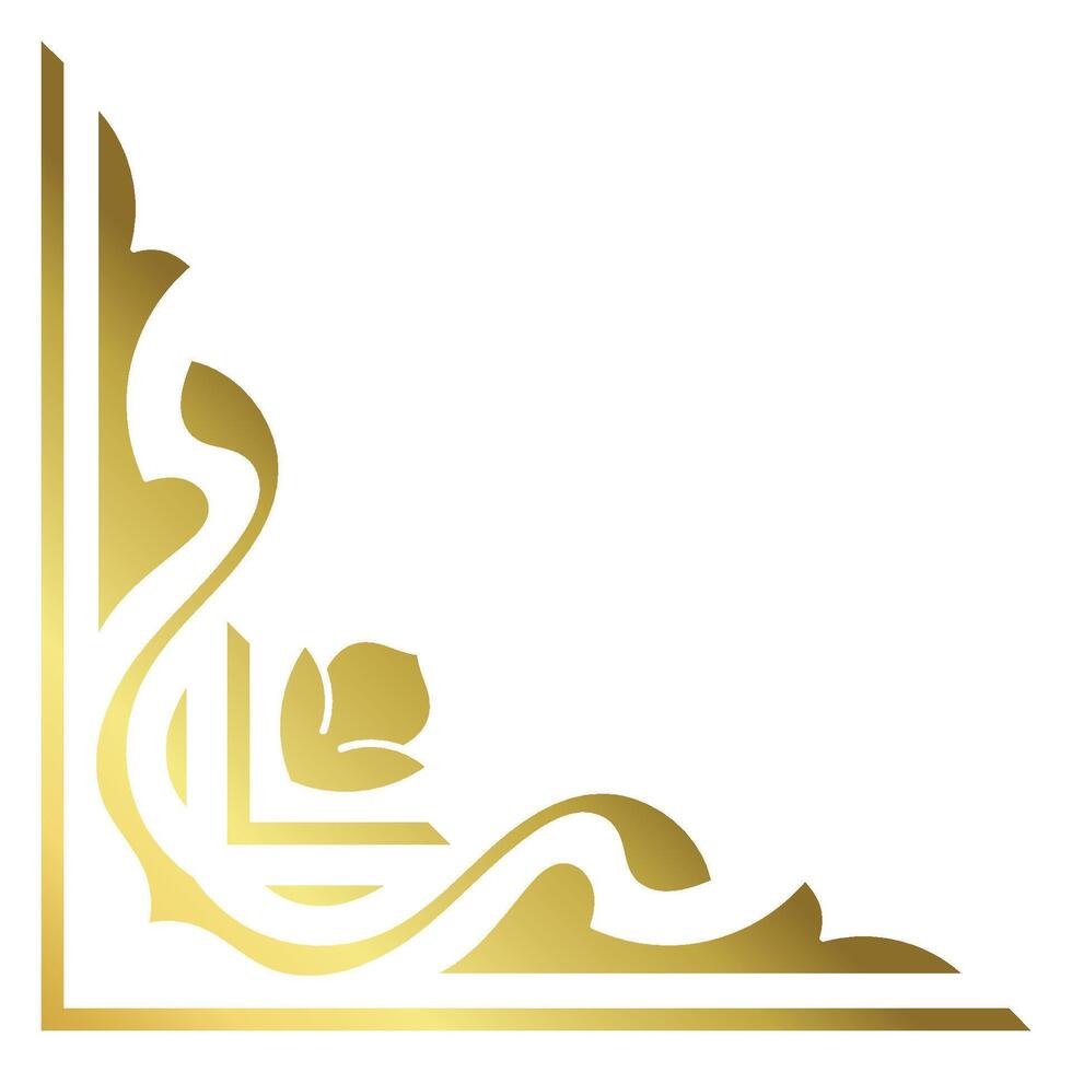 Golden corner, vintage equal angle for decorating wedding cards vector